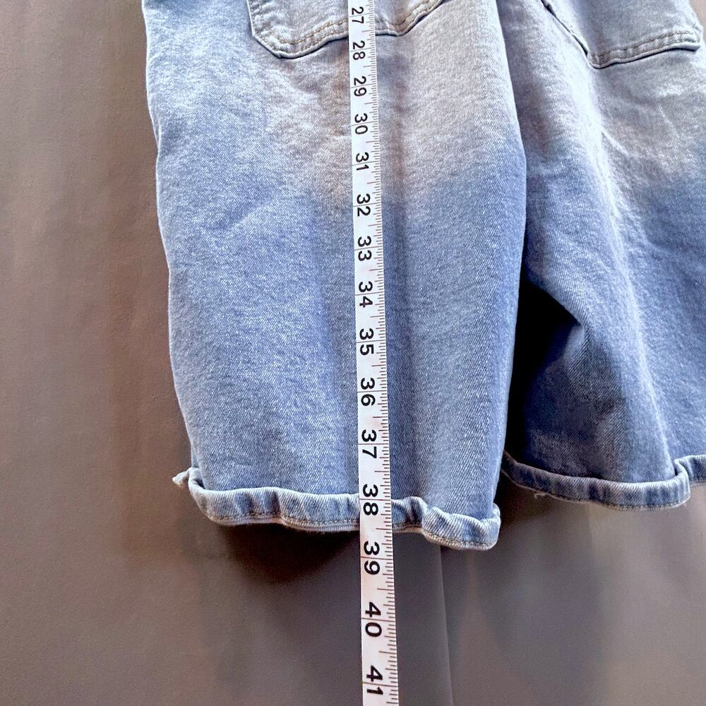 Denim Blue Cotton Overall Cuff Shortalls Size 13 Bib Romper Boho Cottage Casual - Picture 8 of 8